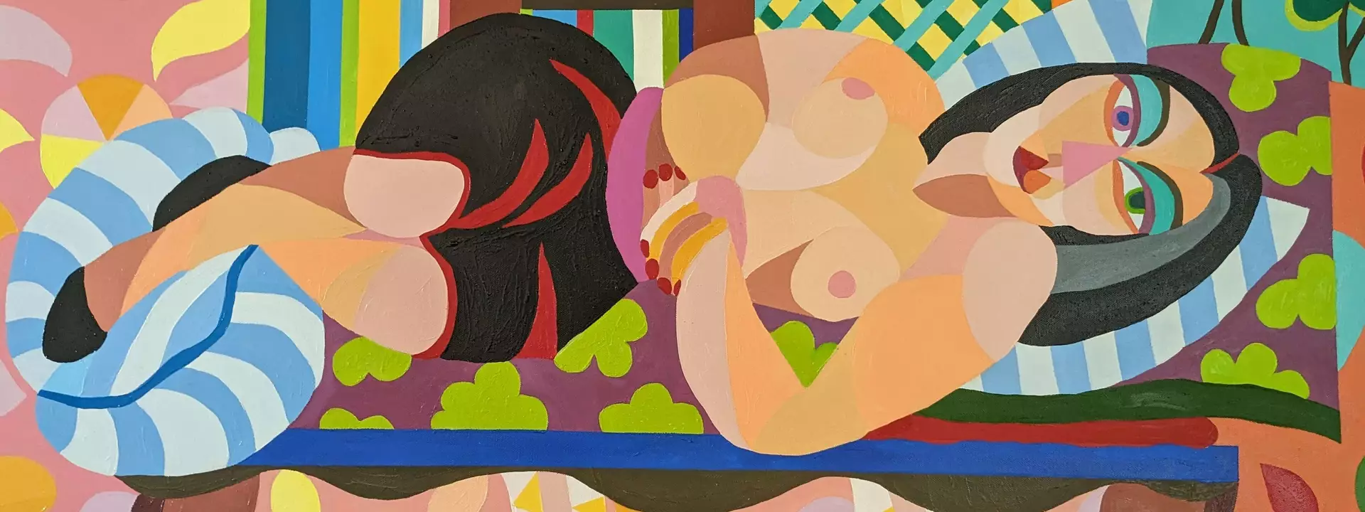 cubist women relaxing by mary shackman, Canvas Print