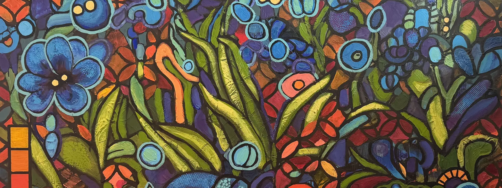 Psychedelic neo-expressionist floral painting