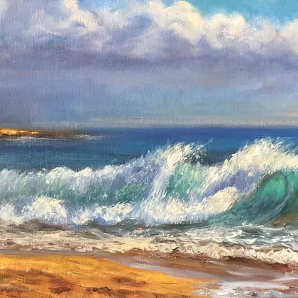 an original oil painting of a breaking wave by Christopher Vidal