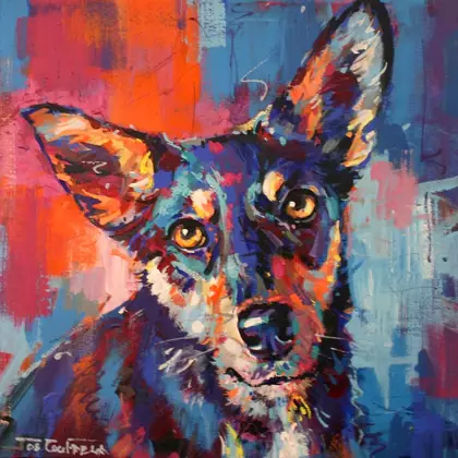 Remi, dog commission by Jos Coufreur, Acrylic
