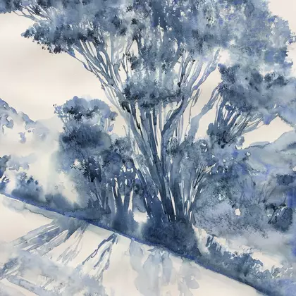 The Winter Walk by Fereshteh Pourkazemi, Watercolour