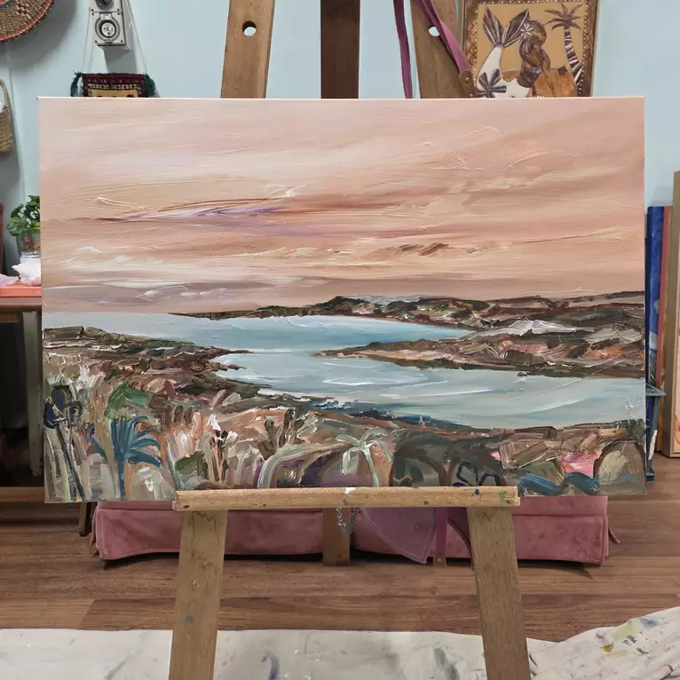 61cm x 91cm Signed front and back Original landscape artwork by Amanda Skye — shown hanging