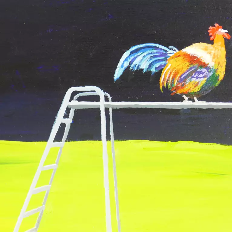 Night diving rooster by Rory OBrien — detail