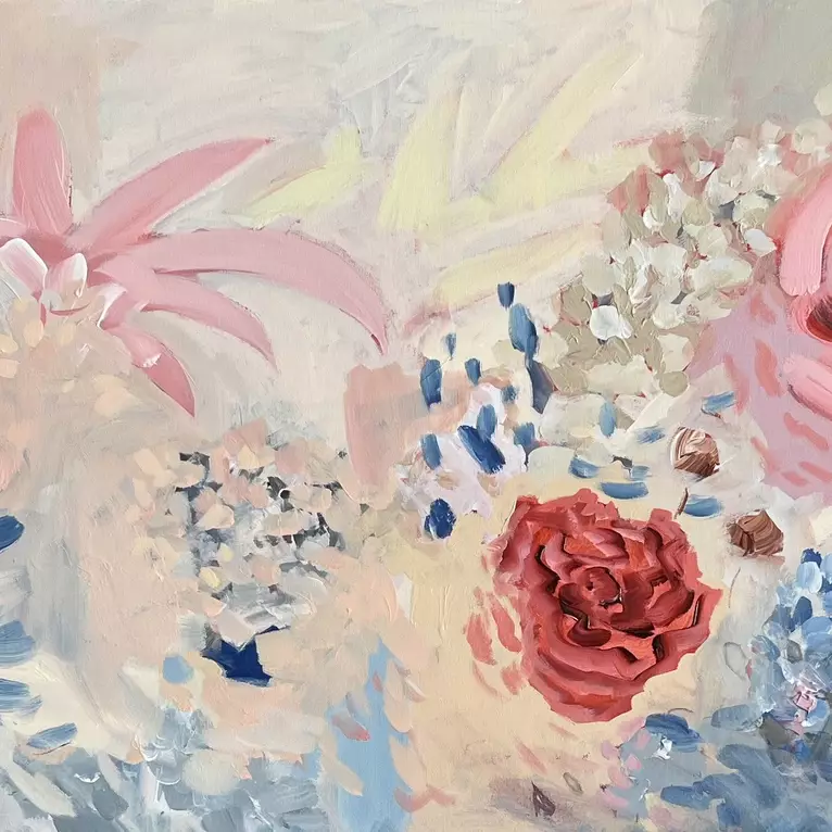 Free flowing semi-abstract flowers.
