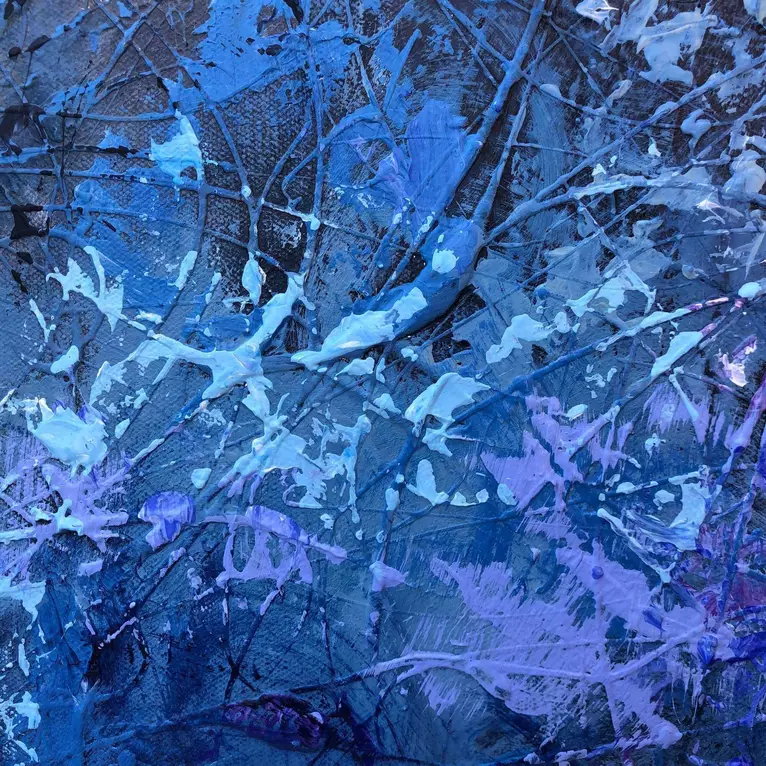Blue Expressionism Abstract — shown hanging