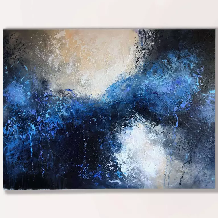 Blue Expressionism Abstract — artist's signature