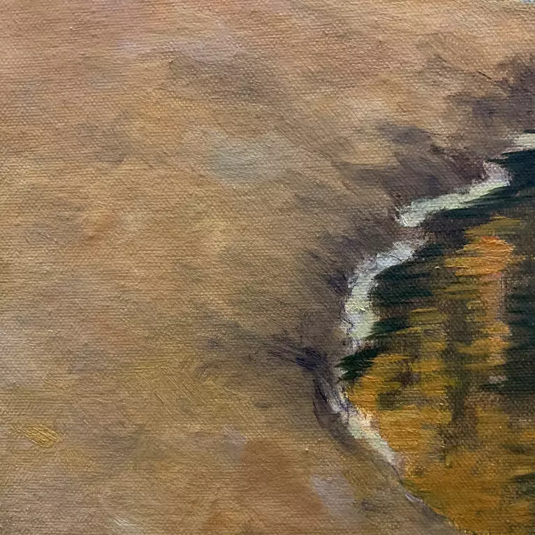 Sunset reflections on Central Australian creek — artist's signature