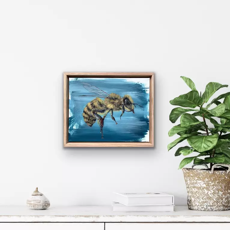 Photo realistic bee on distressed grey background
