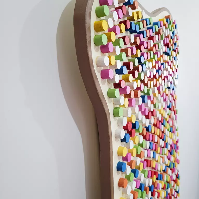 White bread with hundreds and thousands rainbow sprinkles — edge view