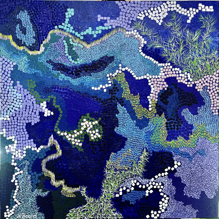 A map of squares and letters swaying and moving through the depths and shallows of a life moment