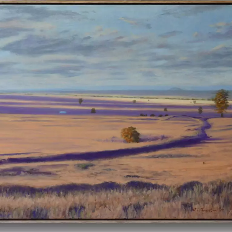 A quiet afternoon with the sun going down across the country plains.
