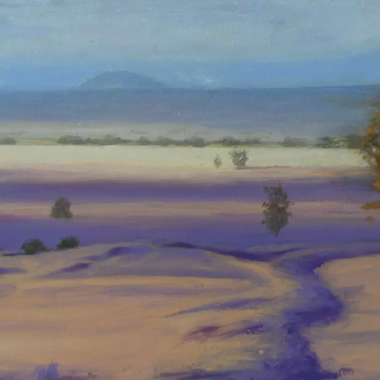 A quiet afternoon with the sun going down across the country plains. — detail