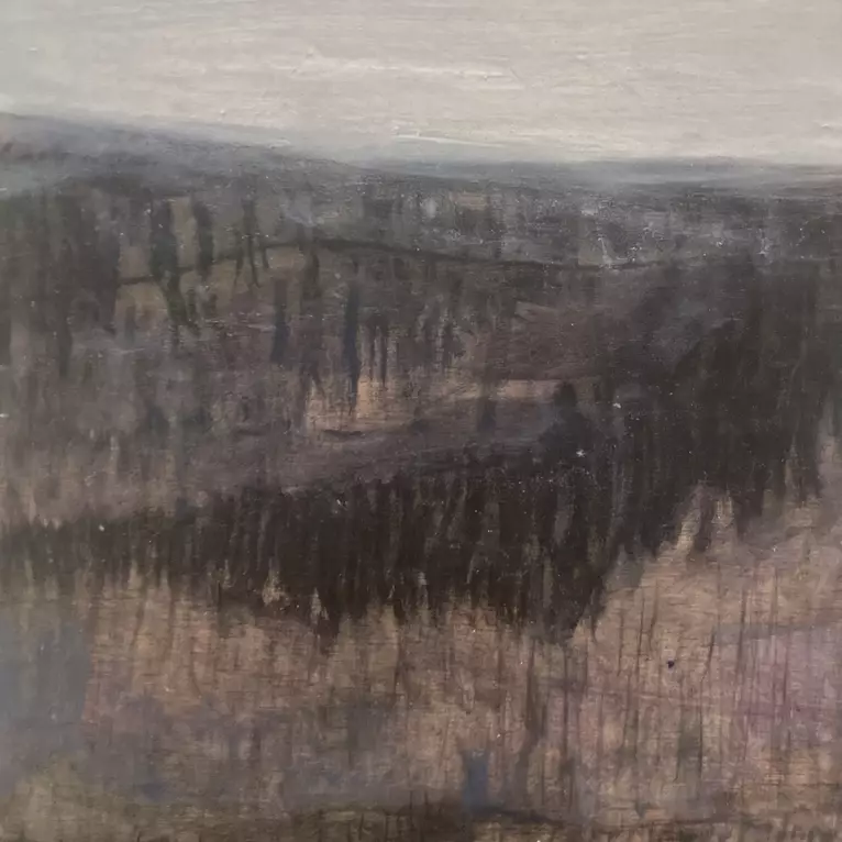 Side one - grassy hills Side two - trees And flames
