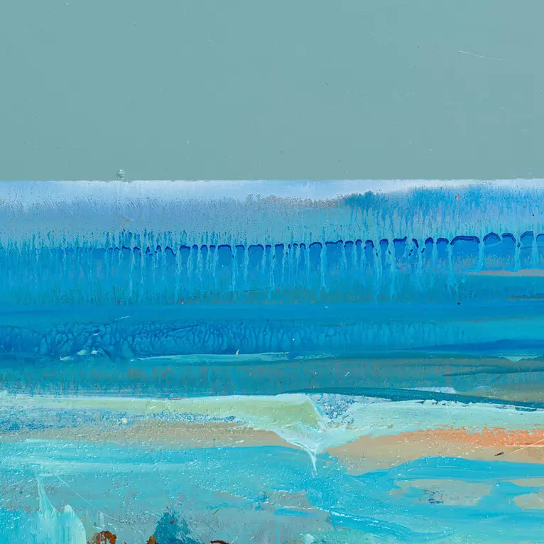 Ocean, beach, waterfall and underwater caverns — edge view