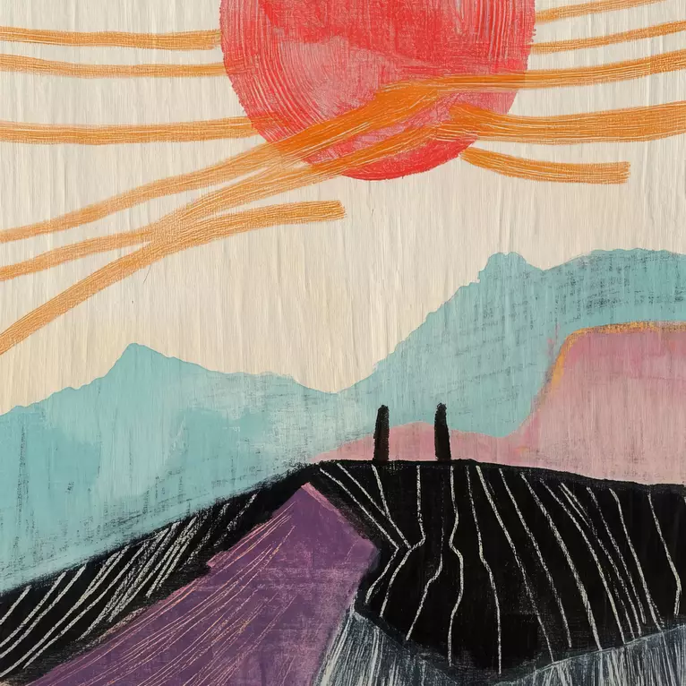 Lost Souls Collagraph Red Moon Screen Print Purple Mountains Block ...