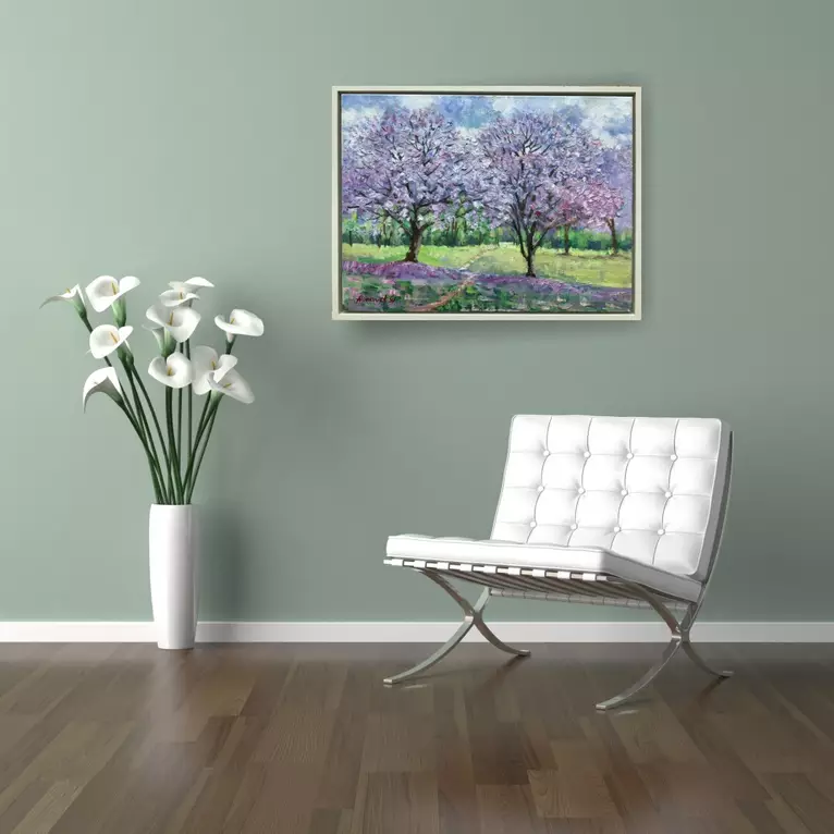 Jacaranda bloom in the park — shown hanging