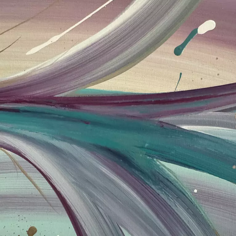 Abstract flowing foliage painting — shown hanging