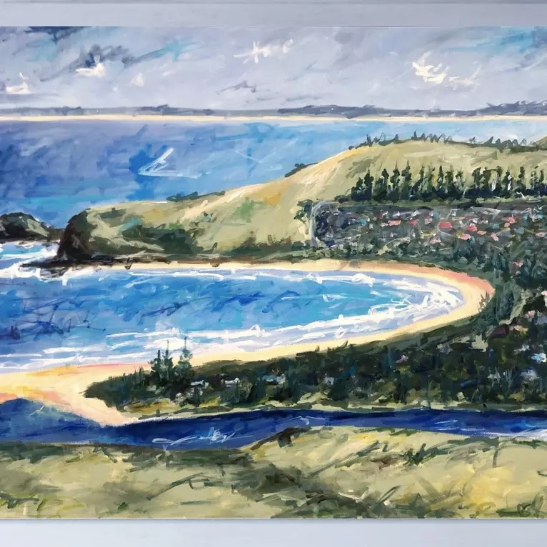 'Gerringong NSW’ Acrylic and artist crayon on canvas 121x91cm Ready to hang Comes with certificate of authenticity