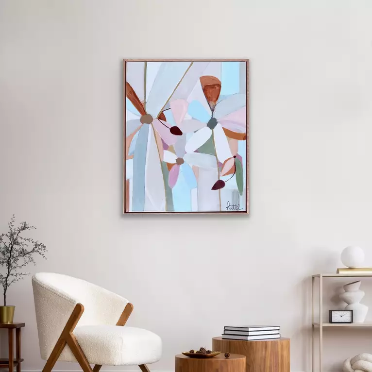 This artwork presents a playful dance of colours and shapes, inspired by the beauty of nature. Perfect for adding a touch of…
