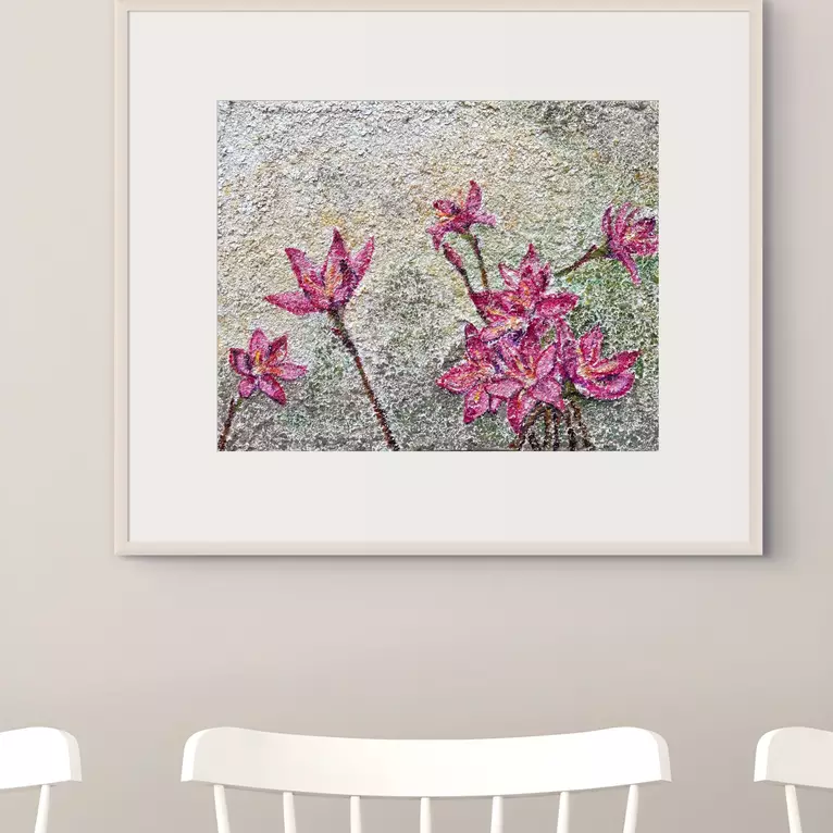 This acrylic textured painting blends reality and imagination, interpreted through my own artistic vision. Inspired by my ga…