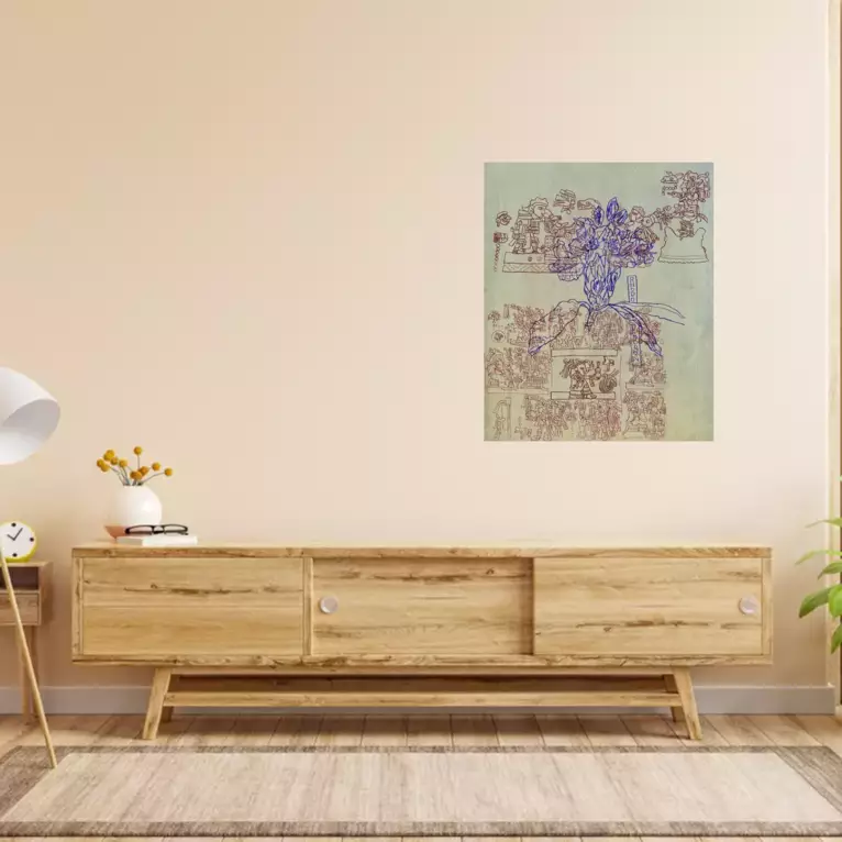 codex and rhododendron by Ray David — shown in a room setting