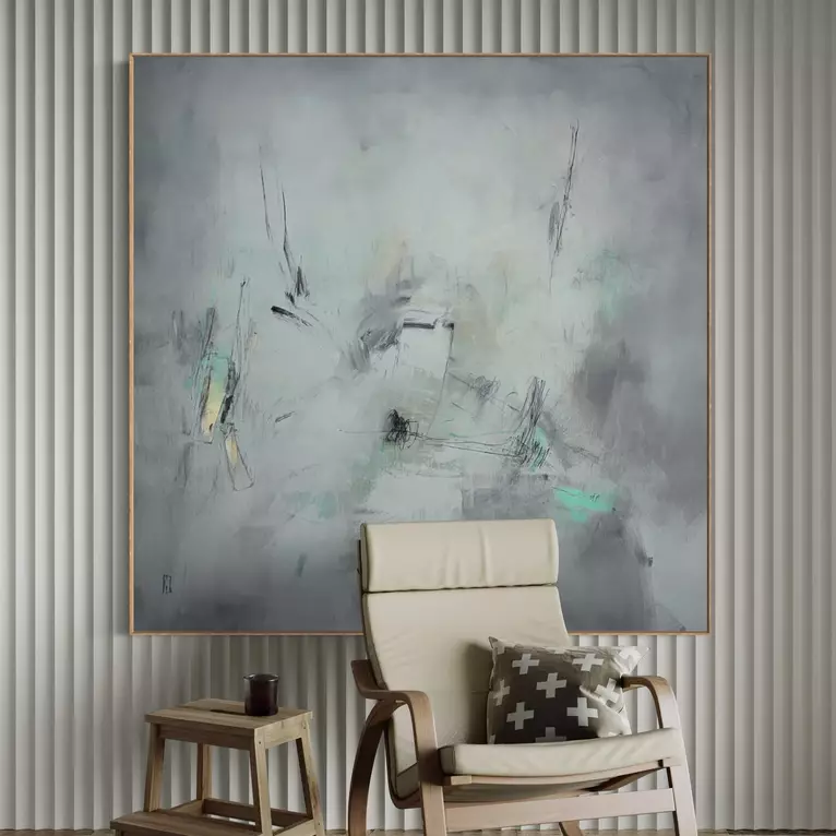 The painting is driven by the sheer weight of a wet season storm—the dense mist of moisture that swallows the landscape and …