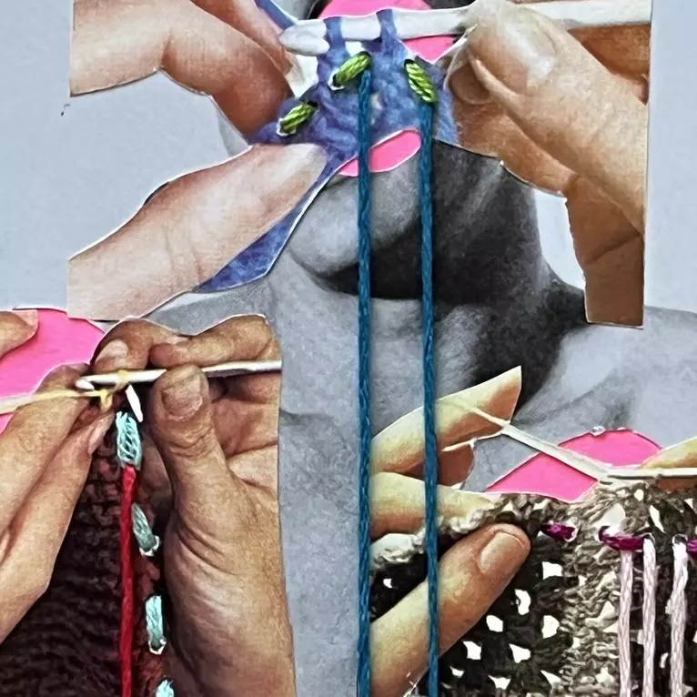 Gay erotica collaged with vintage sewing hands . I wanted to dissect the erotica enough to create new forms and … — edge view