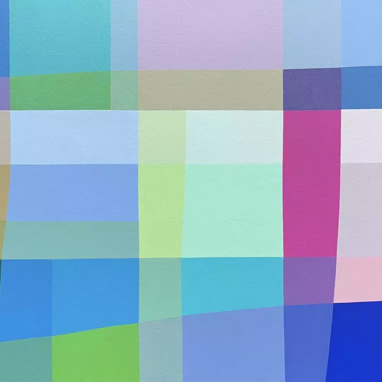 Bright, colourful abstract with overlapping geometric shapes