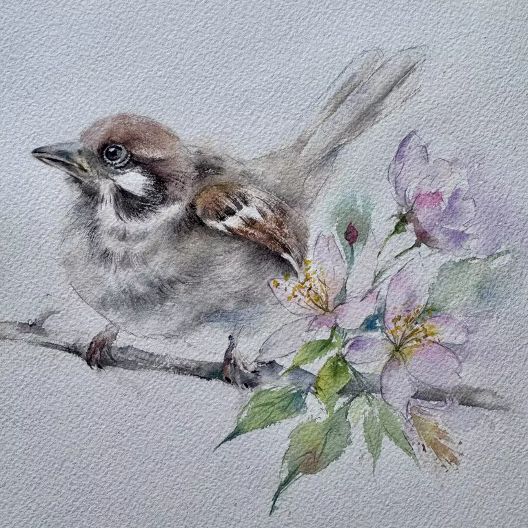 Spring Sparrows by Wenna C — detail