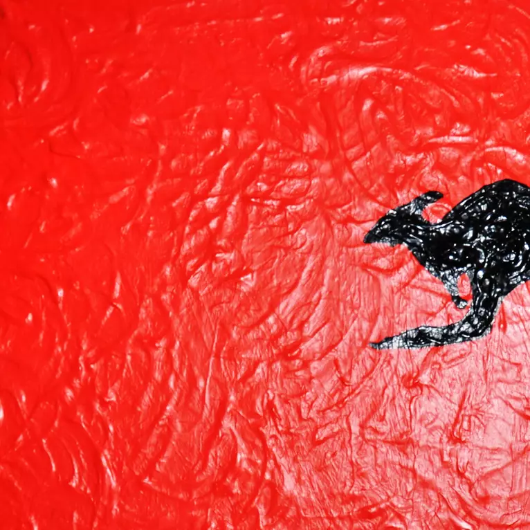 A blend of the Australian Aboriginal and the Papua New Guinea flag colours. — detail