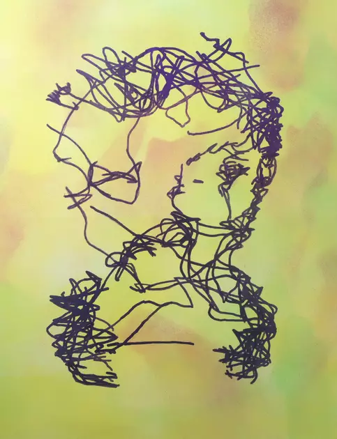 nouveau scribble portrait painting Cafe Boss by andrew neilan (naylan)