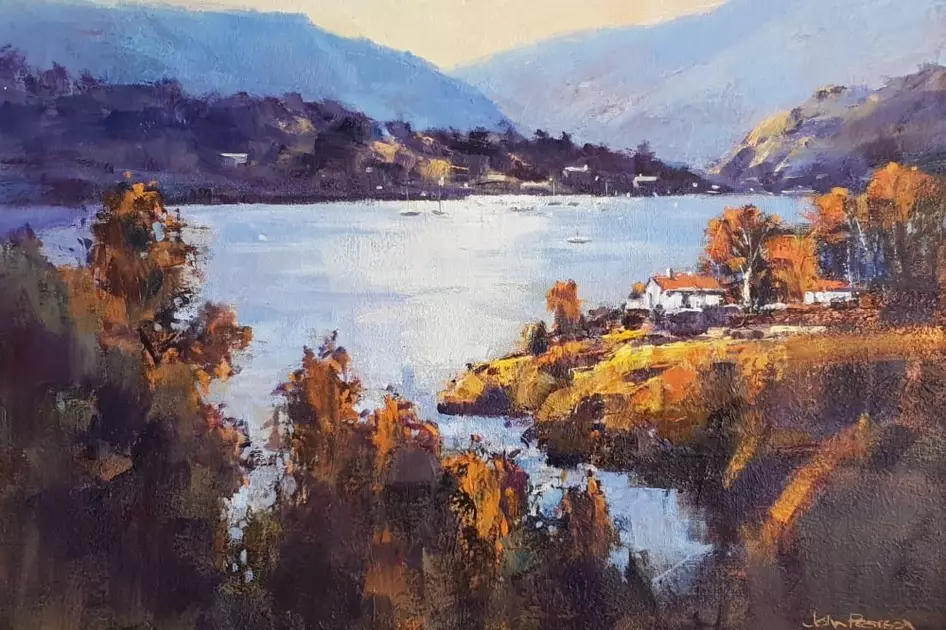 Perfect Calm - View across a tranquil bay by John Pearson