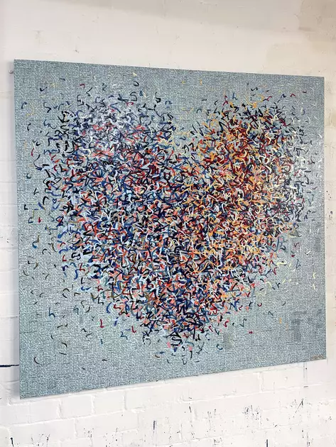 The Trusting Optimist - 127cm squ - mixed media on canvas by George Hall