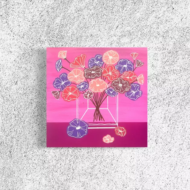 Vase of pink florals by Amy Ruth