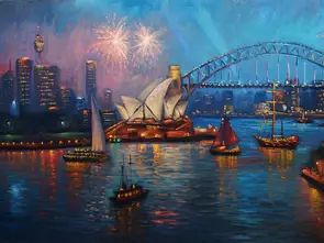 Sydney Harbour Light Symphony by Christopher Vidal, Canvas Print