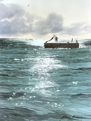 Lets Swim to the Pontoon by Jill Bryant, Canvas Print