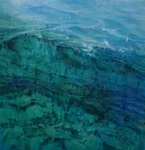 Seascape in greens and blues