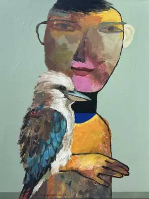Kookaburra on my arm by nash alessa, Canvas Print