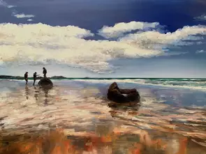 The Climb - Koekohe Beach by James Wild, Canvas Print