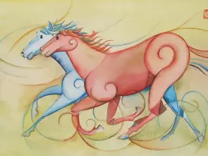 Horses No.3 by Iko Maddox, Canvas Print