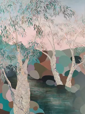 Through the trees the sky whispers goodnight by Kate Wise, Canvas Print