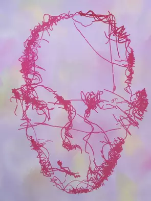 nouveau scribble portrait painting Front foward by andrew neilan (naylan), Canvas Print