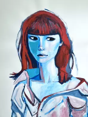 Woman In Blue and White 7 by Wilde Portraits, Canvas Print, Figurative
