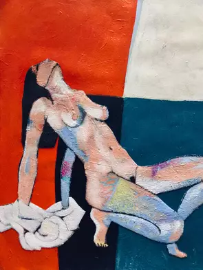 Rachel - Semi-Abstract Nude Geometric Figurative Painting by Wilde Portraits, Canvas Print, Abstract