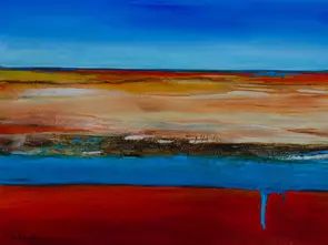 Commission for Sue. Land and River by Pam Edwards, Canvas Print