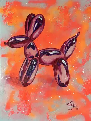 Poodle balloon by Terese Hudson, Canvas Print