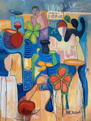Home for now (large painting) by Marijke Lambregtse, Canvas Print