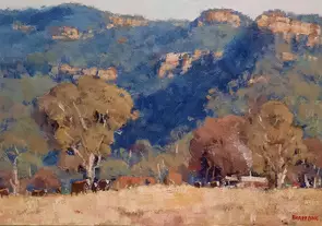 Ultramarine Shadows. Capertee Valley. NSW. #1 by Barry Back, Oil