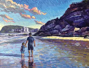 Daddy Days by Michael Baker, Oil, Australiana