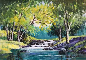 Spa town Moree Plein air II by Howard Su, Acrylic, Expressionism